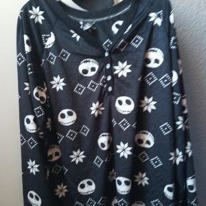 Large jack skeleton pajama shirt